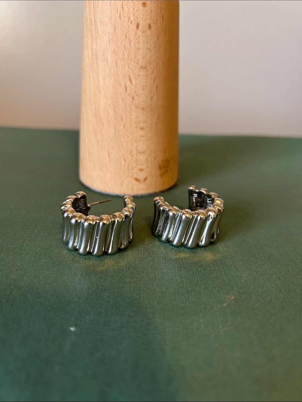 Silver Ripple Hoop Earrings - Women Jewelry